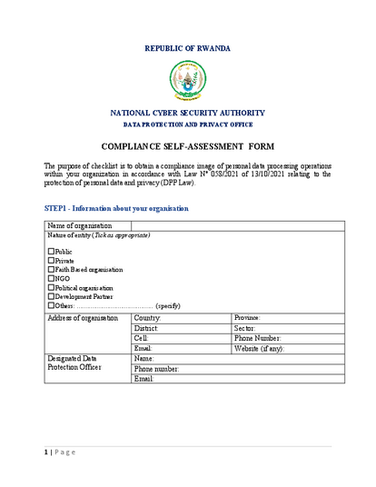 Compliance Self Assessment Form